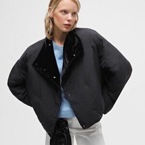 Emporio Armani Black Blouson Jacket with velvet trim and logo on back